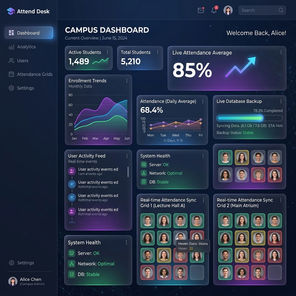 Attend Desk Web Dashboard Preview